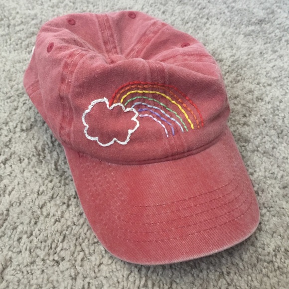 Madewell Accessories - Hand Embroidered Rainbow Clouds Madewell Hat